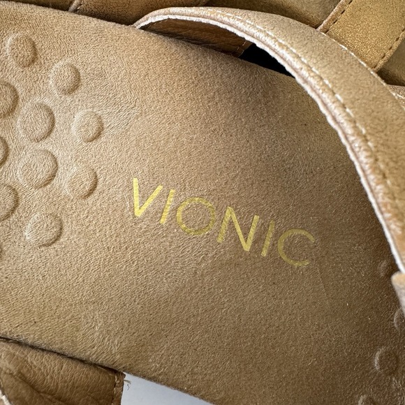 Vionic Misa Rose Gold Women's Size 8  Hook & Loop Slip On Three Strap Sandals - Picture 5 of 13